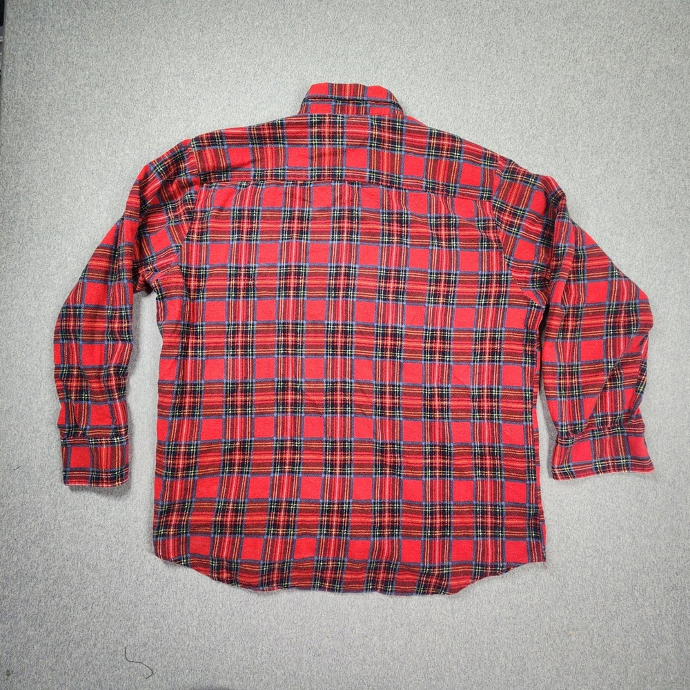 John Blair Flannel Shirt Mens XL Red Plaid Good Vintage Long Sleeve Cotton - Picture 8 of 9